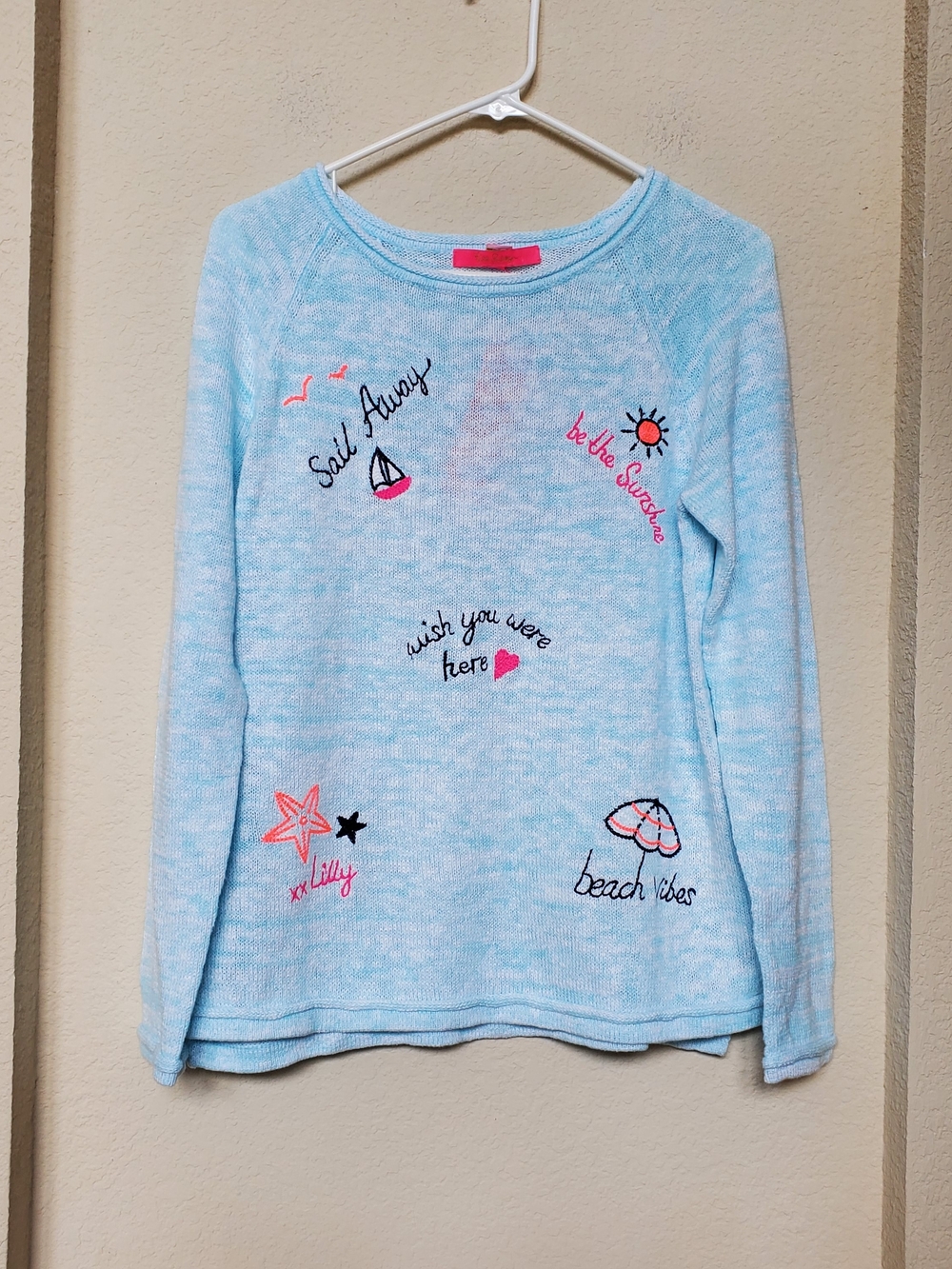 Lilly Pulitzer Sailabration Embroidered Beach Motif Sweater.  Size Medium